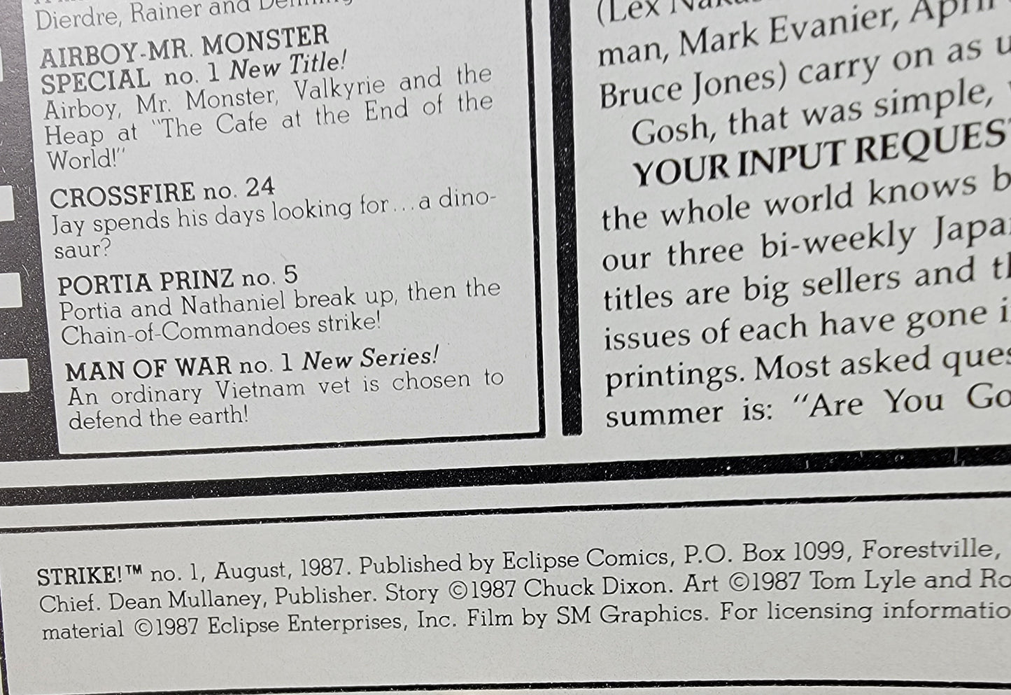 Strike eclipse comics no 1 (1987)