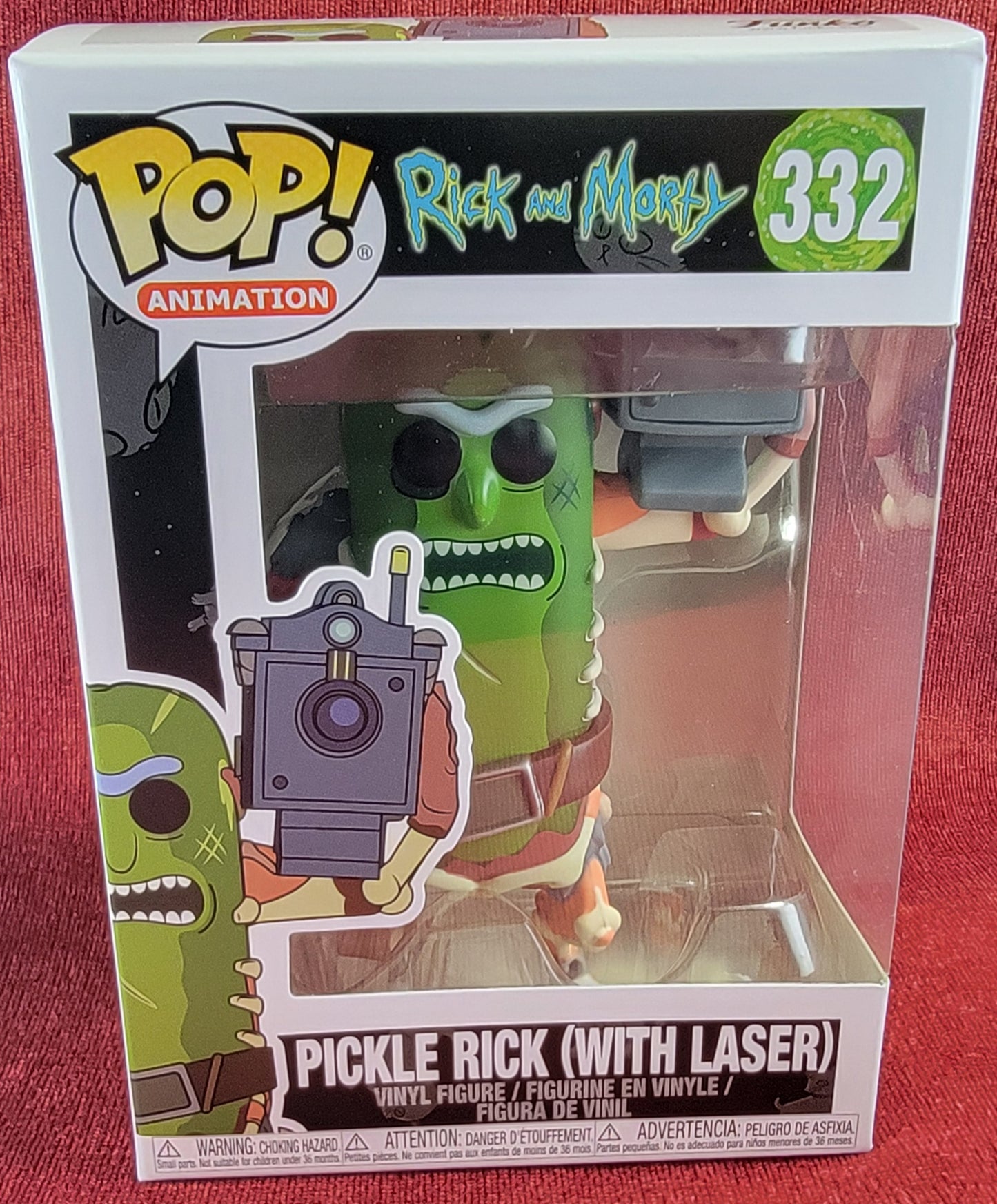 Pickle rick with laser funko # 332 (nib)
With pop protector