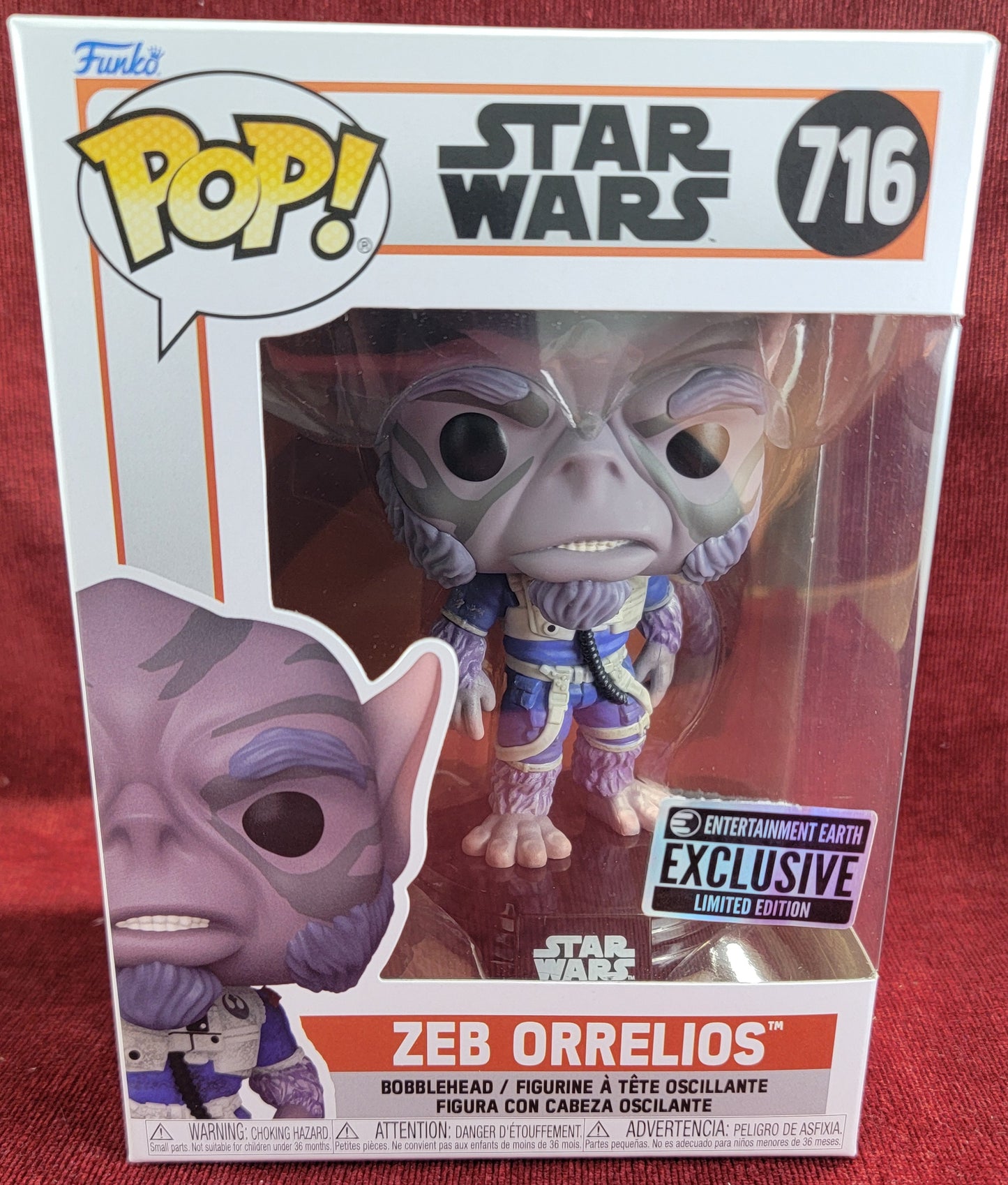 Zeb Orrelios entertainment earth exclusive funko # 716 (nib)
With pop protector