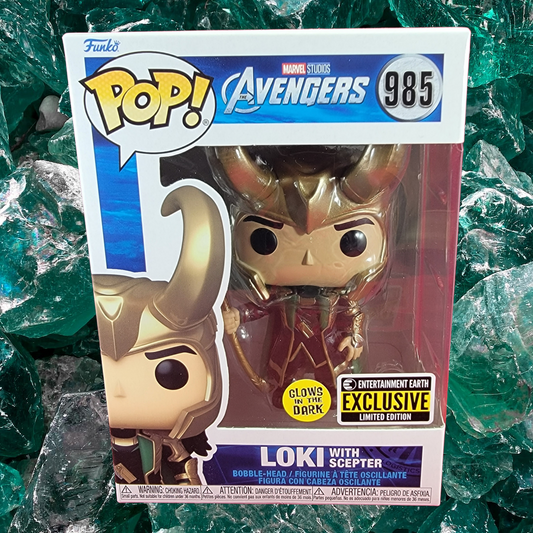 Loki with Scepter entertainment earth exclusive funko # 985 (nib)