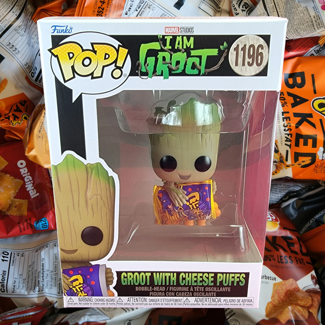 Groot with cheese puffs funko # 1196 (nib)
With pop protector