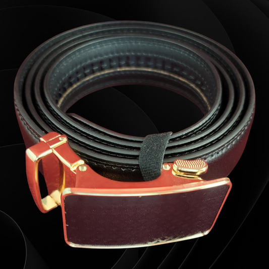 Black and gold ratchet belt