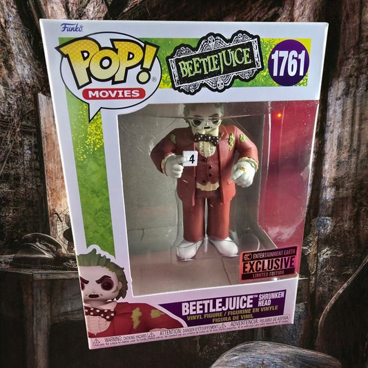 Beetlejuice with shrunken head entertainment earth exclusive funko # 1761 (nib) With pop protector