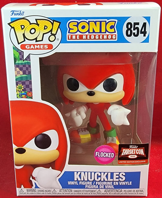 Sonic knuckles flocked target con 2022 exclusive funko # 854 (nib) With pop protector