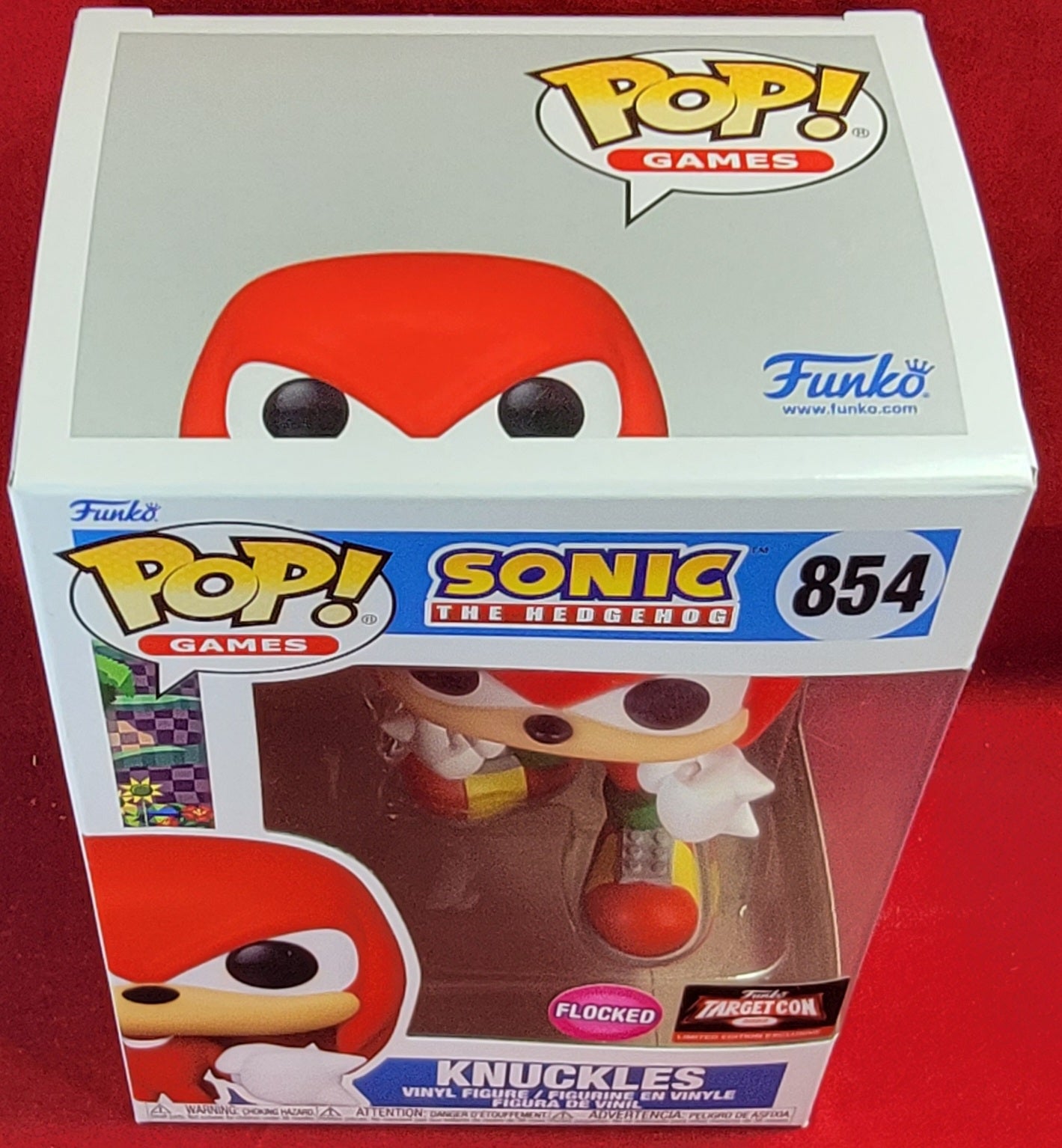 Sonic knuckles flocked target con 2022 exclusive funko # 854 (nib) With pop protector