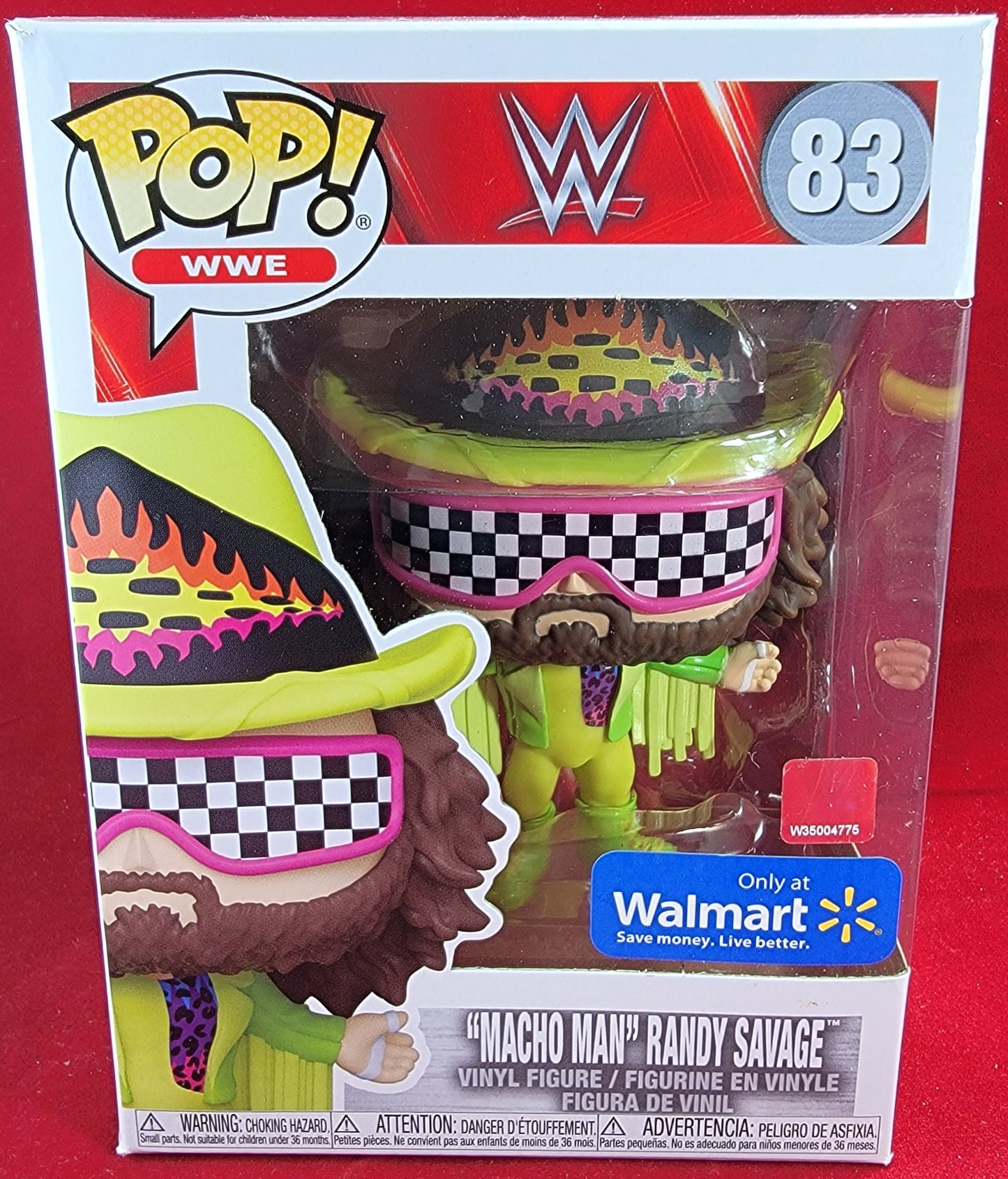 Macho man randy savage Wal-Mart exclusive funko # 83 (nib)
brand new randy savage funko pop. pop has macho man in lime green with racing flag glasses. pop has lite scratches on the plastic and will be shipped in a compatible pop protector.