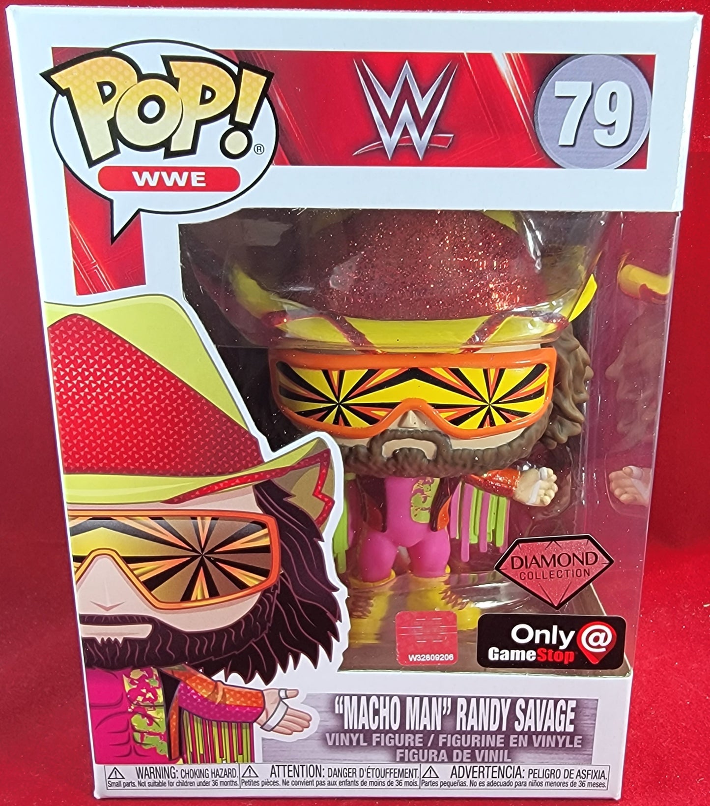 Macho man gamestop exclusive funko # 79 (nib)
brand new diamond exclusive randy savage. pop has the macho man in pink, green, red and yellow covered in glitter. pop has some lite scratches on the plastic and will be shipped in a compatible pop protector.