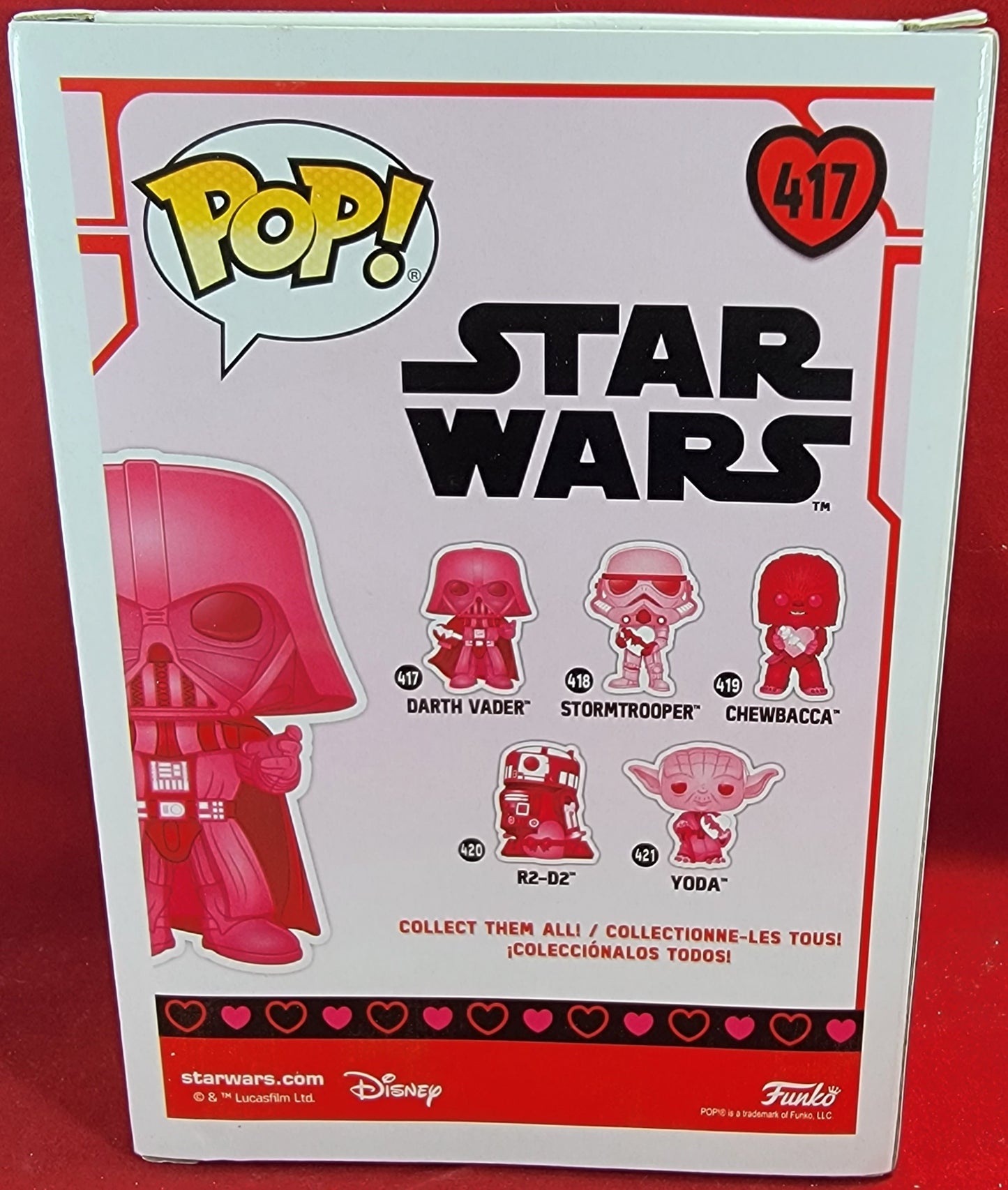 Darth Vader Valentine's Funko # 417 Star Wars (nib)
Darth vader with a box of chocolates and the words "join the heart side !" Box has some damage so please refer to pictures. Pop will be Shipped in a compatible pop protector.