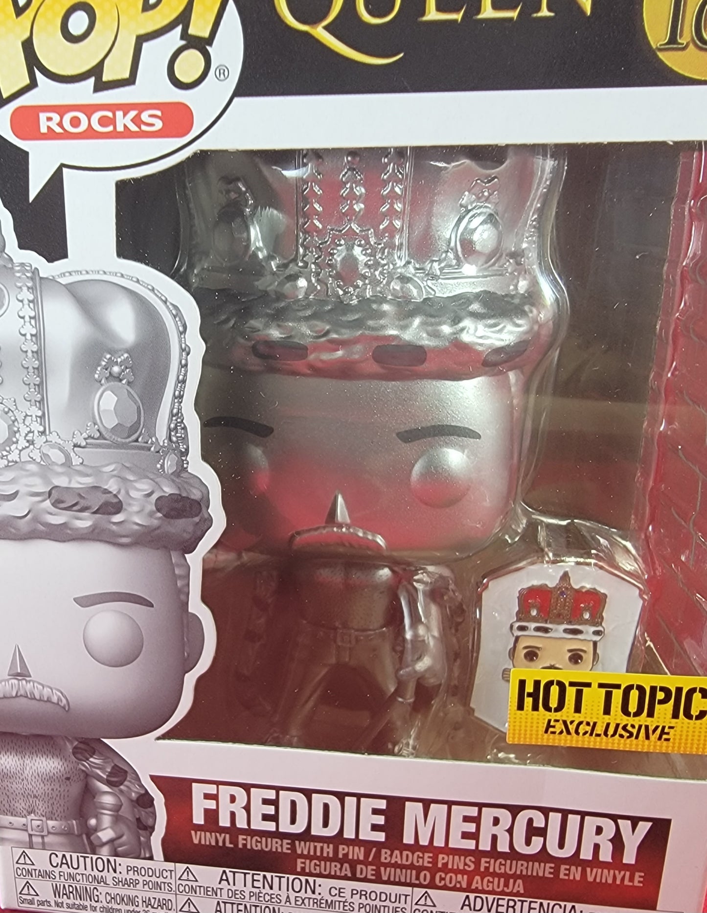 Freddie mercury hot topic exclusive funko # 184 (nib)
brand new silver metallic mercury from band queen. pop has Freddie in his king outfit covered in silver. pop has a few lite scratches on the plastic and will be shipped in a compatible pop protector.