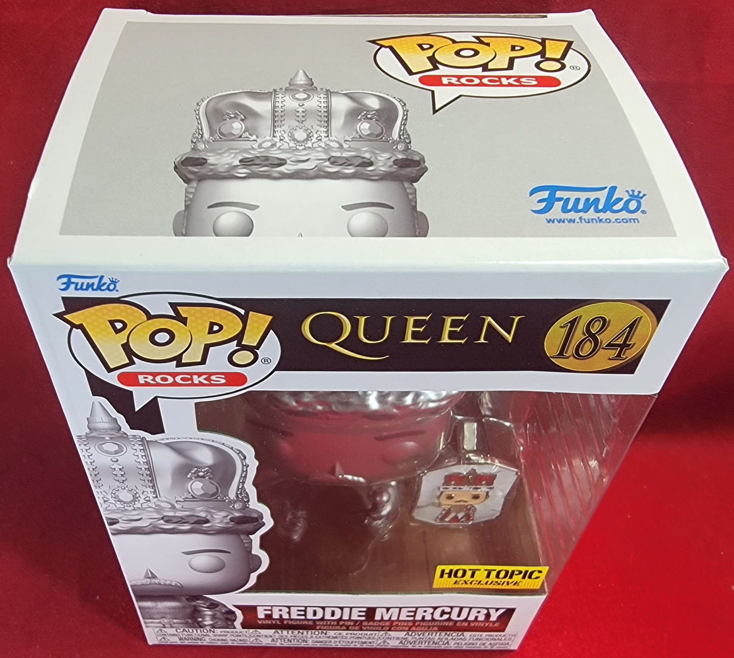 Freddie mercury hot topic exclusive funko # 184 (nib)
brand new silver metallic mercury from band queen. pop has Freddie in his king outfit covered in silver. pop has a few lite scratches on the plastic and will be shipped in a compatible pop protector.