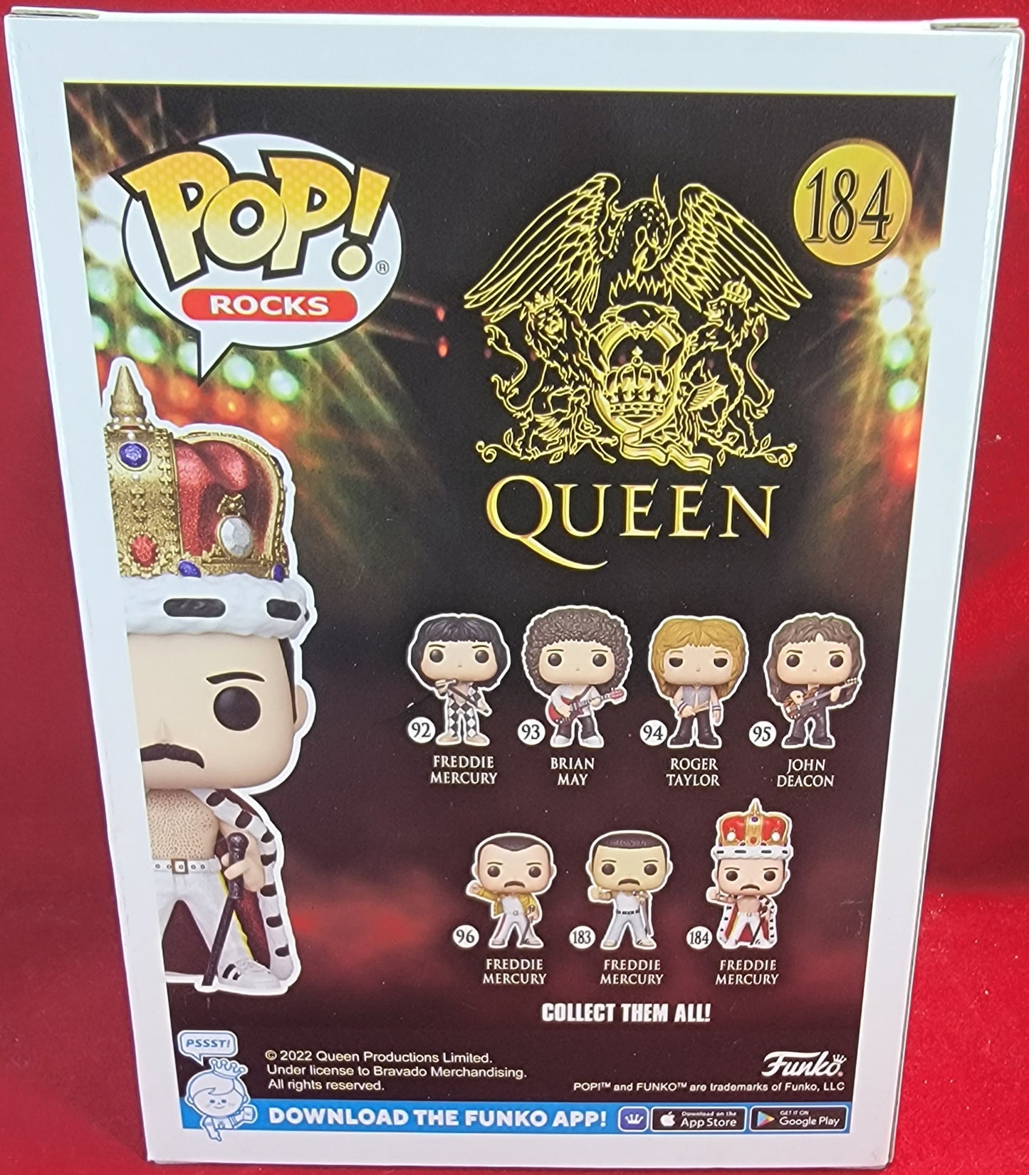 Freddie mercury funko exclusive # 184 (nib)
brand new diamond exclusive mercury funko pop. pop has Freddie of queen in kings outfit covered in glitter. pop has some lite scratches and will be shipped in a compatible pop protector.