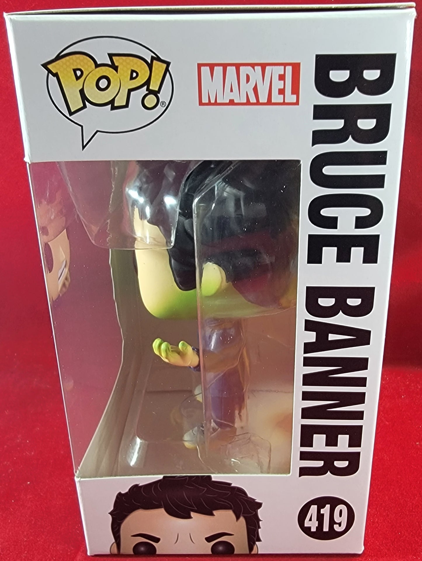 Bruce banner funko # 419 (nib)
brand new 2018 avengers infinity war Bruce banner (mark ruffalo) funko pop. pop has Bruce starting to turn into the hulk. pop has banner with lite scratches on the plastic and will be shipped in a compatible pop protector.
