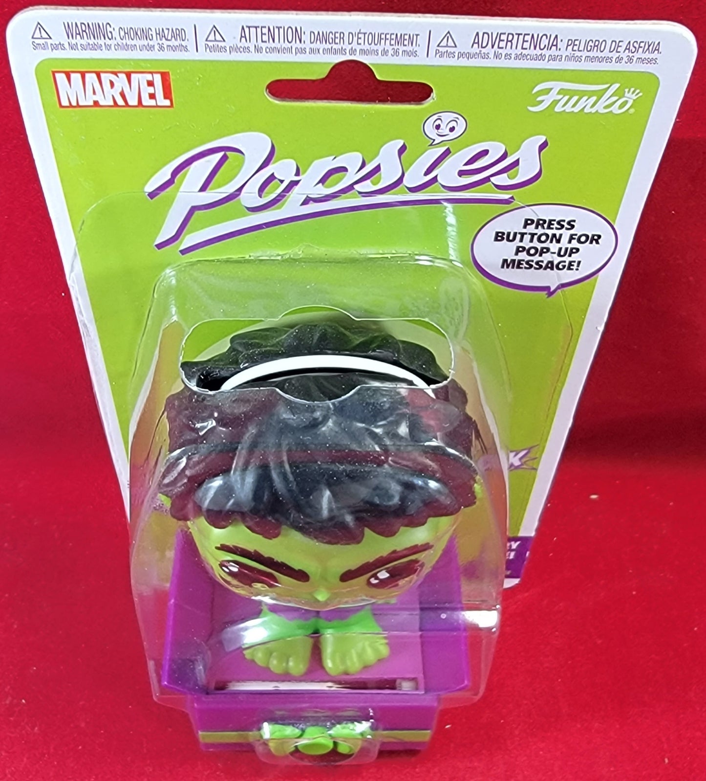 Hulk popsies 2022 (nib)
brand new Marvel popsie. popsie is 5 inches tall and 6 inches when the sign is extended. sign saids "I think you're smashing". package is sealed with only slight imperfections.