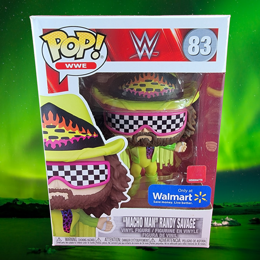 Macho man randy savage Wal-Mart exclusive funko # 83 (nib)
brand new randy savage funko pop. pop has macho man in lime green with racing flag glasses. pop has lite scratches on the plastic and will be shipped in a compatible pop protector.