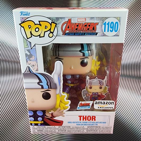 Thor amazon Exclusive funko # 1190 (nib)
brand new Marvel avengers beyond earth's mightiest. pop has thor and pin in comic book form. pop is in near perfect condition and will be shipped in a compatible pop protector.