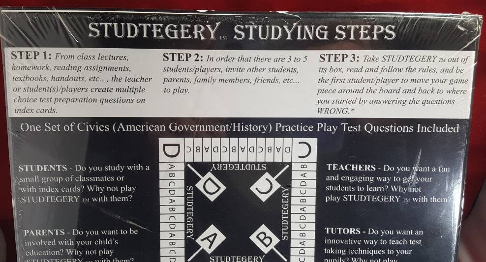 Studtegery: The test preparation board game that combines studying with strategy. NIB