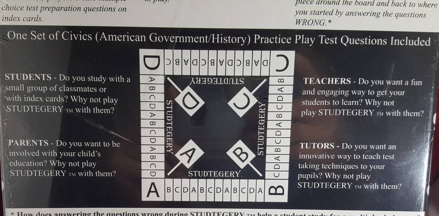 Studtegery: The test preparation board game that combines studying with strategy. NIB