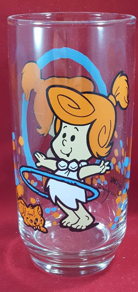 Flintstones wilma pizza hut glass 1986