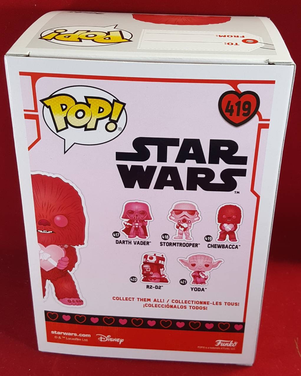 Chewbacca Valentine's Funko # 419 Star Wars Pop (nib)