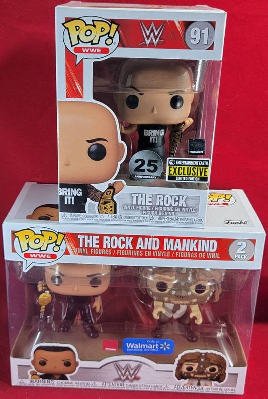 A rock funko set with A mankind funko exclusive (nib)