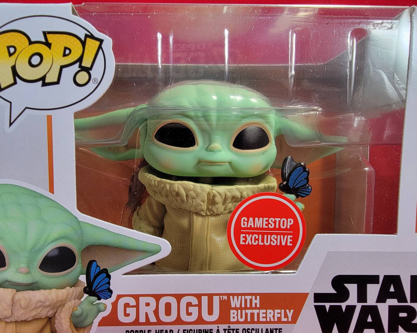 Grogu with butterfly gamestop exclusive funko # 468 (nib)