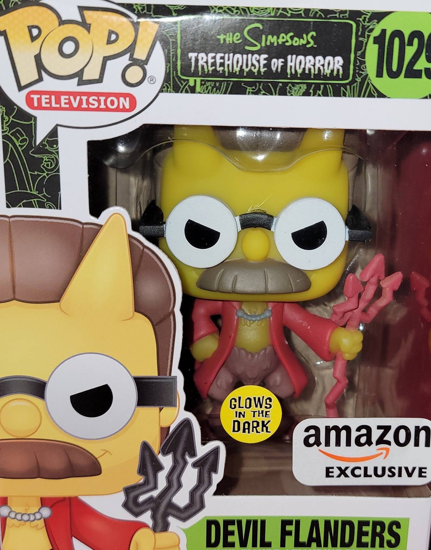 Simpson's devil flanders glow in the dark exclusive funko # 1029 (nib)