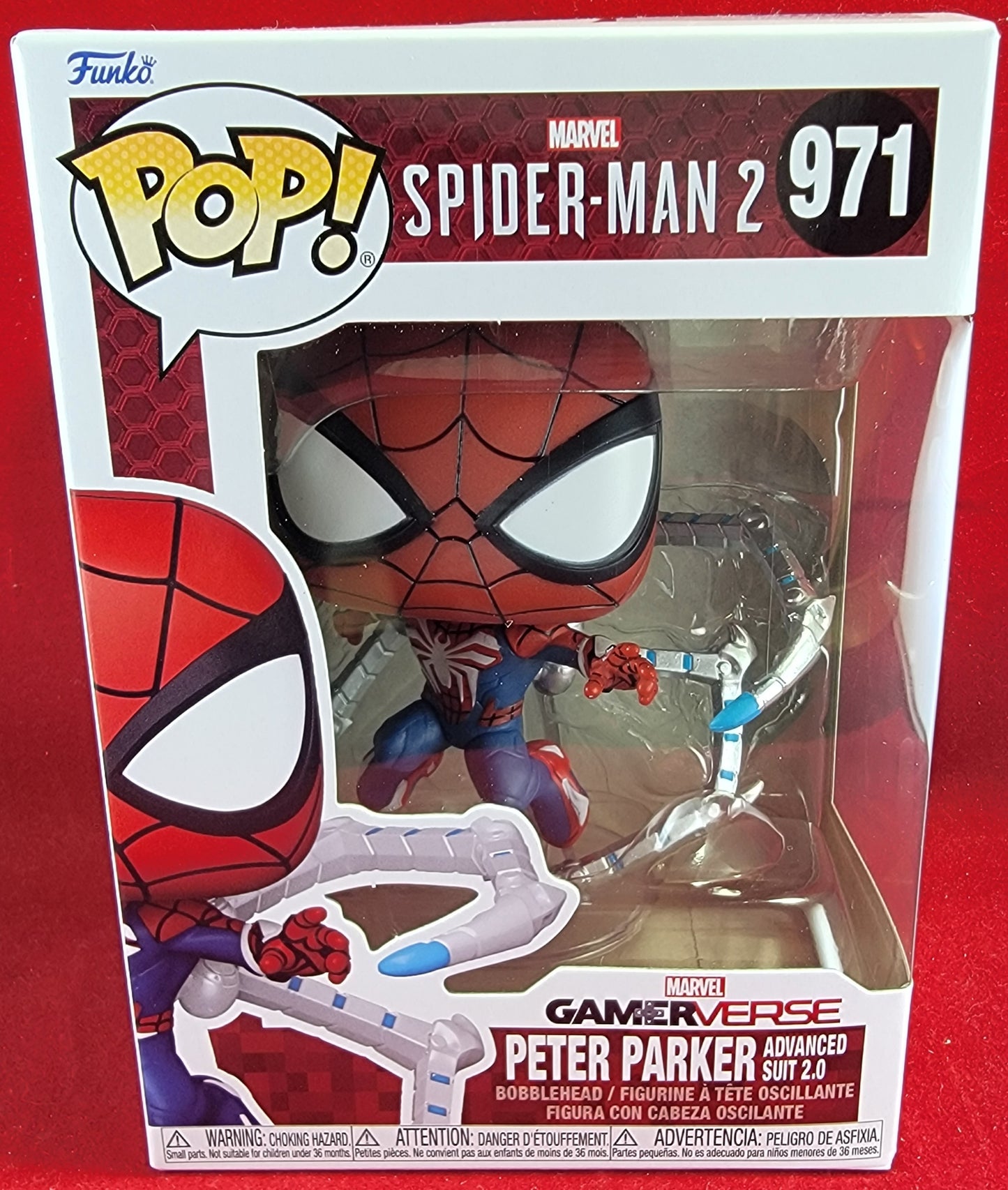 Peter Parker advanced suit 2.0 funko # 971 (nib)
With pop protector