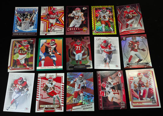 Kansas City Chiefs Past and Present Team Football Card Set of 15.