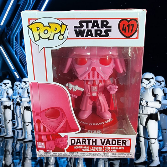 Darth Vader Valentine's Funko # 417 Star Wars (nib)
Darth vader with a box of chocolates and the words "join the heart side  !"  Box has some damage so please refer to pictures.  Pop will be Shipped in a compatible pop protector.