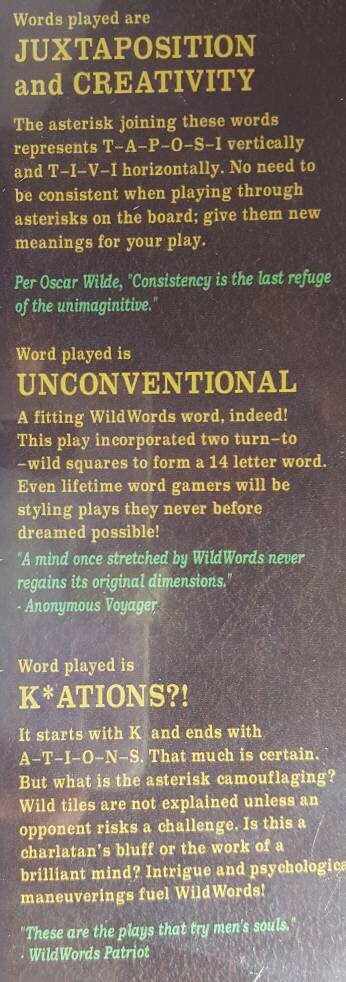 Wild Words: The Crossword Game with a Wild Card!! NIB