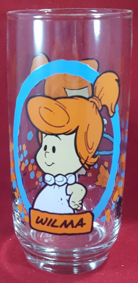 Flintstones wilma pizza hut glass 1986