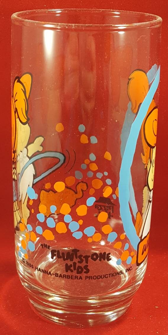 Flintstones wilma pizza hut glass 1986