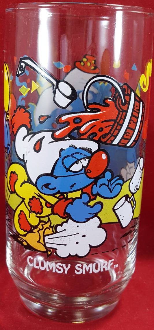 Clumsy smurf Hardees 12 ounce glass