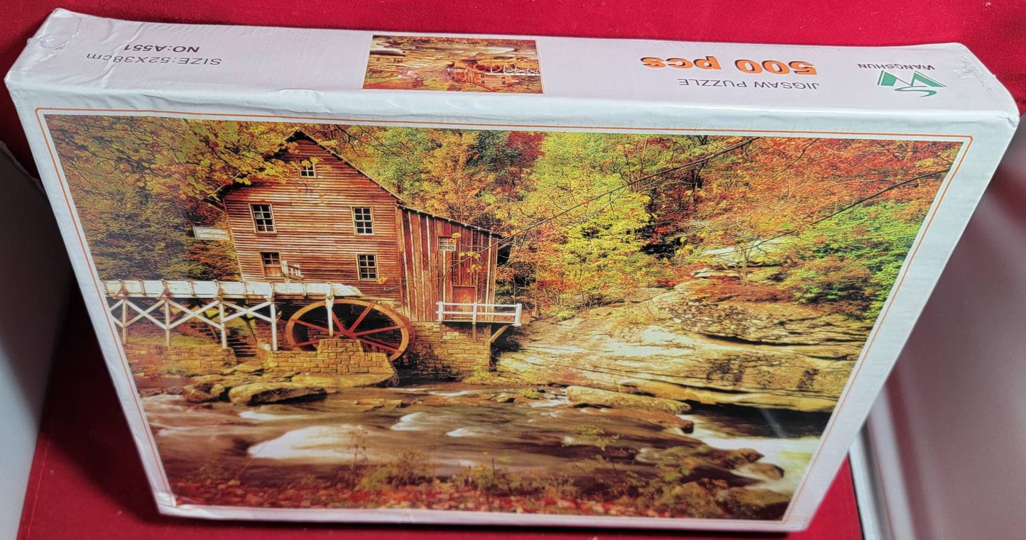 Old mill with waterwheel wangshun 500 piece jigsaw puzzle (nib)