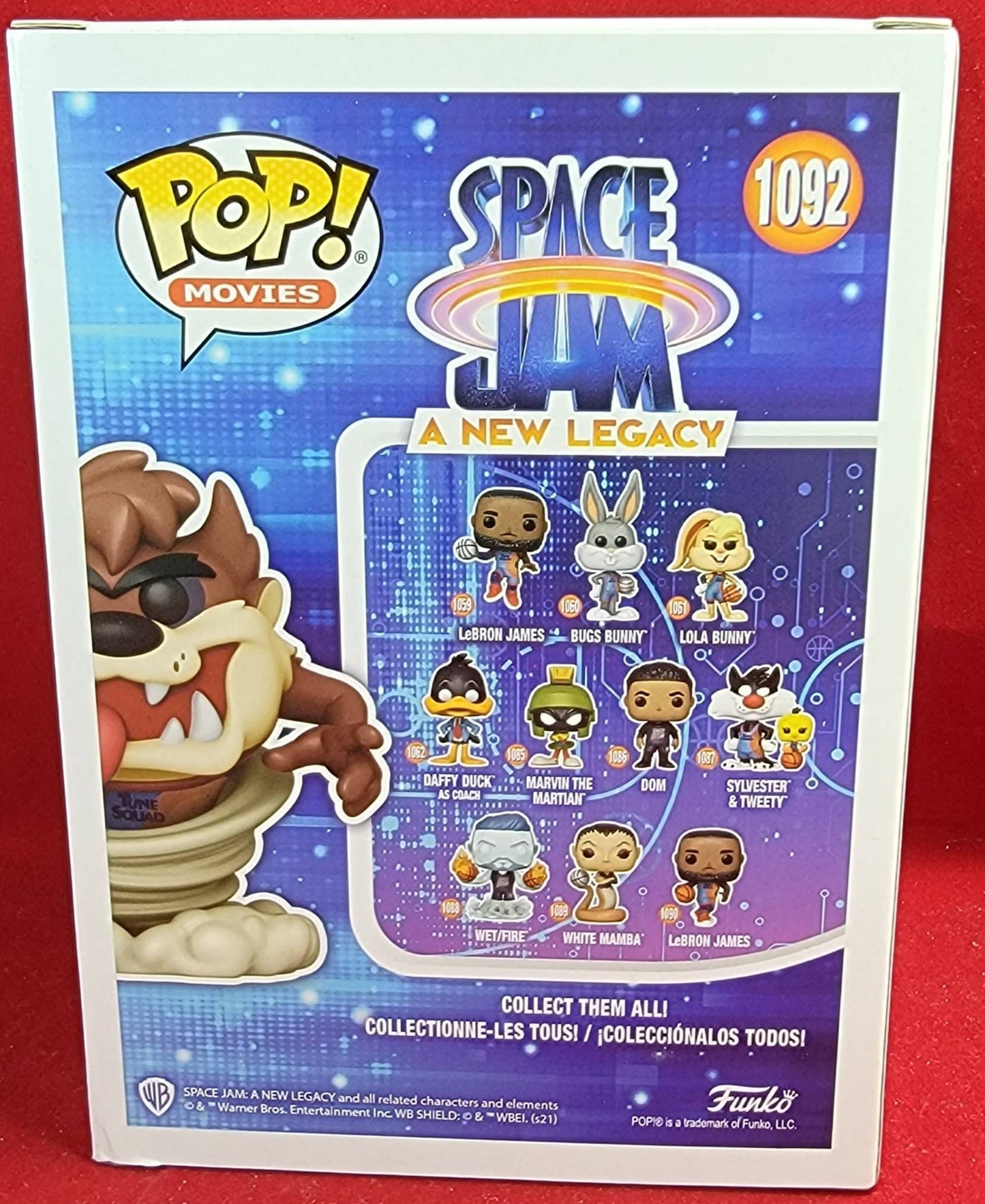 Taz space jam flocked funko # 1092 (nib)