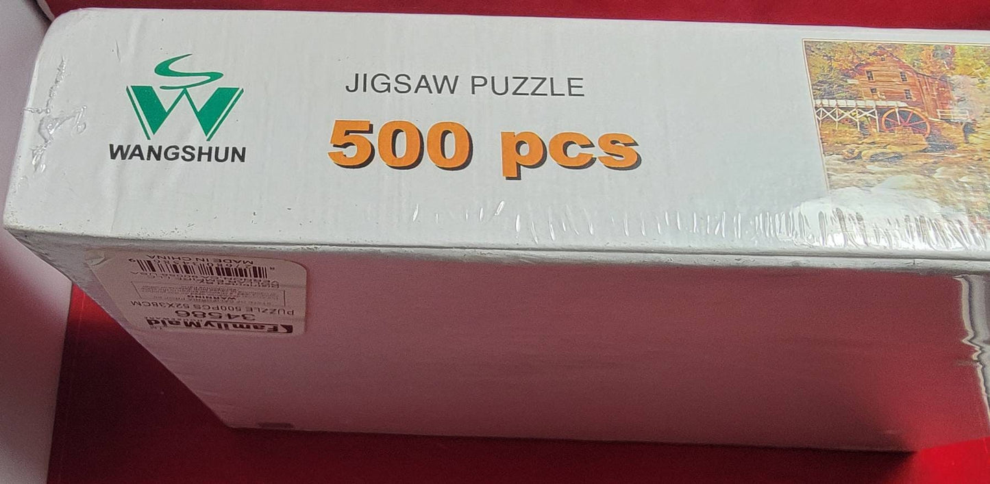 Old mill with waterwheel wangshun 500 piece jigsaw puzzle (nib)